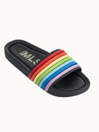 Melissa Beach Slide 3DB Rainbow Black Rainbow