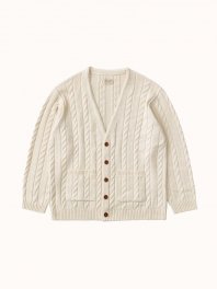 Nudie Jeans Cable Knit Cardigan Rebirth Off White